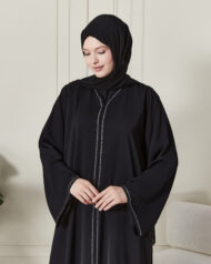 Leyali Dubai Swarovski Taş İşlemeli Ferace (Kristal) - Görsel 5