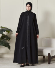 Leyali Dubai Swarovski Taş İşlemeli Ferace (Kristal) - Görsel 7