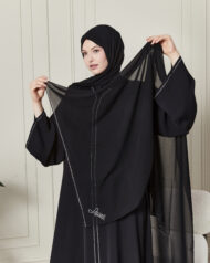 Leyali Dubai Swarovski Taş İşlemeli Ferace (Kristal) - Görsel 3