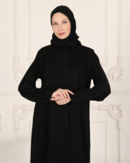 Leyali Dubai Sade Fermuarlı Ferace - Görsel 6