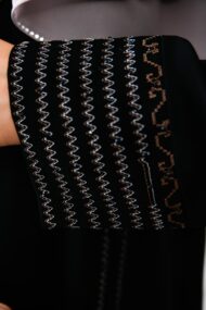 Leyali Dubai | Kahve & Krem Nakış İşlemeli İpek Ferace - Görsel 6