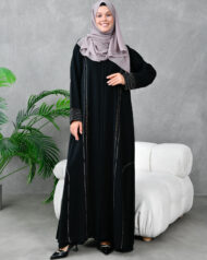 Leyali Dubai | Kahve & Krem Nakış İşlemeli İpek Ferace