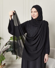 Leyali Dubai | Floral İhtişam 3D Nakışlı ve El İşçiliği Boncuklu Lüks İpek Abaya Takımı - Görsel 2
