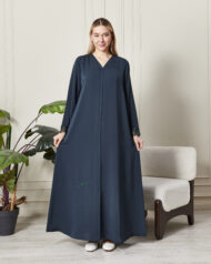 Leyali Dubai | Kristal İşlemeli Floral Dantel Detaylı İpek Abaya - Görsel 4