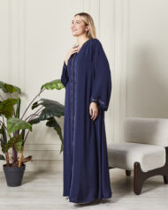 Leyali Dubai | Nakış İşlemeli Safir İpek Abaya - Görsel 6