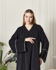 Leyali Dubai | 3 Sıra Swarovski Detaylı Abaya - Görsel 2