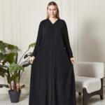 Leyali Dubai | 3 Sıra Swarovski Detaylı Abaya (gri)