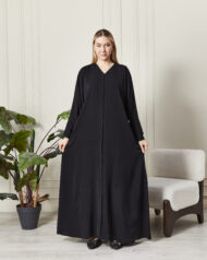 Leyali Dubai | 3 Sıra Swarovski Detaylı Abaya (gri)