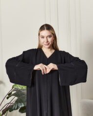 Leyali Dubai | 3 Sıra Swarovski Detaylı Abaya (gri) - Görsel 2