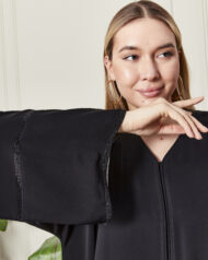 Leyali Dubai | 3 Sıra Swarovski Detaylı Abaya (gri) - Görsel 4