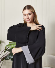 Leyali Dubai | 3 Sıra Swarovski Detaylı Abaya (gri) - Görsel 6