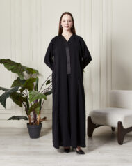 Leyali Dubai | Parıltılı Şerit Detaylı Abaya Takımı - Görsel 2