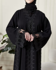 Leyali Dubai | Swarovski Taş ve Dantel İşlemeli Lüks Abaya - Görsel 5