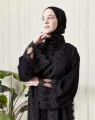 Leyali Dubai | Swarovski Taş ve Dantel İşlemeli Lüks Abaya - Görsel 6