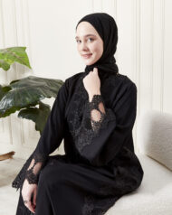 Leyali Dubai | Swarovski Taş ve Dantel İşlemeli Lüks Abaya - Görsel 7