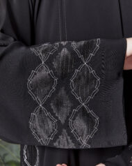 Leyali Dubai | Geometrik Nakış Taş İşlemeli 1. Kalite İpek Abaya - Görsel 6