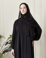 Leyali Dubai | Balon Kol Detaylı Spor-Şık Ferace - Görsel 4