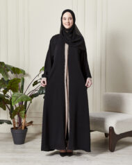 Leyali Dubai | Şifon Detaylı 1. Kalite İpek Tasarım Ferace - Görsel 2