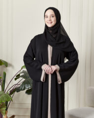 Leyali Dubai | Şifon Detaylı 1. Kalite İpek Tasarım Ferace - Görsel 4