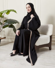 Leyali Dubai | Şifon Detaylı 1. Kalite İpek Tasarım Ferace - Görsel 6