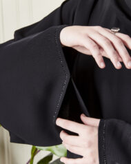 Leyali Dubai | Lazer Geometrik Kesim & Swarovski Detaylı Abaya - Görsel 5