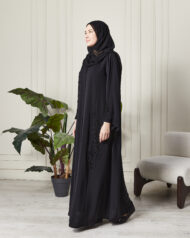 Leyali Dubai | Floral İhtişam 3D Nakışlı ve El İşçiliği Boncuklu Lüks İpek Abaya Takımı - Görsel 7