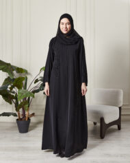 Leyali Dubai | Floral İhtişam 3D Nakışlı ve El İşçiliği Boncuklu Lüks İpek Abaya Takımı - Görsel 8