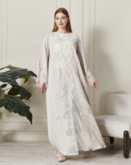 Leyali Dubai | Fransız Dantel Detaylı 1. Kalite İpek Abaya - Görsel 4