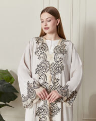 Leyali Dubai | Fransız Dantel Detaylı 1. Kalite İpek Abaya Siyah - Görsel 2