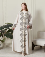 Leyali Dubai | Fransız Dantel Detaylı 1. Kalite İpek Abaya Siyah - Görsel 5