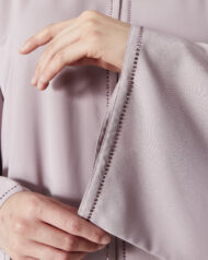 Leyali Dubai | Pudra Swarovski Taş İşlemeli İpek Ferace Takımı - Görsel 3