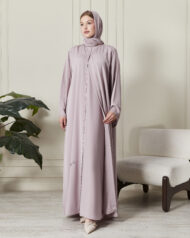 Leyali Dubai | Pudra Swarovski Taş İşlemeli İpek Ferace Takımı