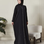 Leyali Dubai | Swarovski Şerit Detaylı 1. Kalite İpek Abaya