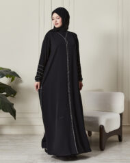 Leyali Dubai | Swarovski Şerit Detaylı 1. Kalite İpek Abaya