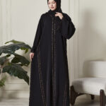 Leyali Dubai | Kahve Nakış & Swarovski Taş İşlemeli İpek Abaya