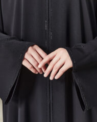 Leyali Dubai Swarovski Taş İşlemeli Ferace (Siyah) - Görsel 3